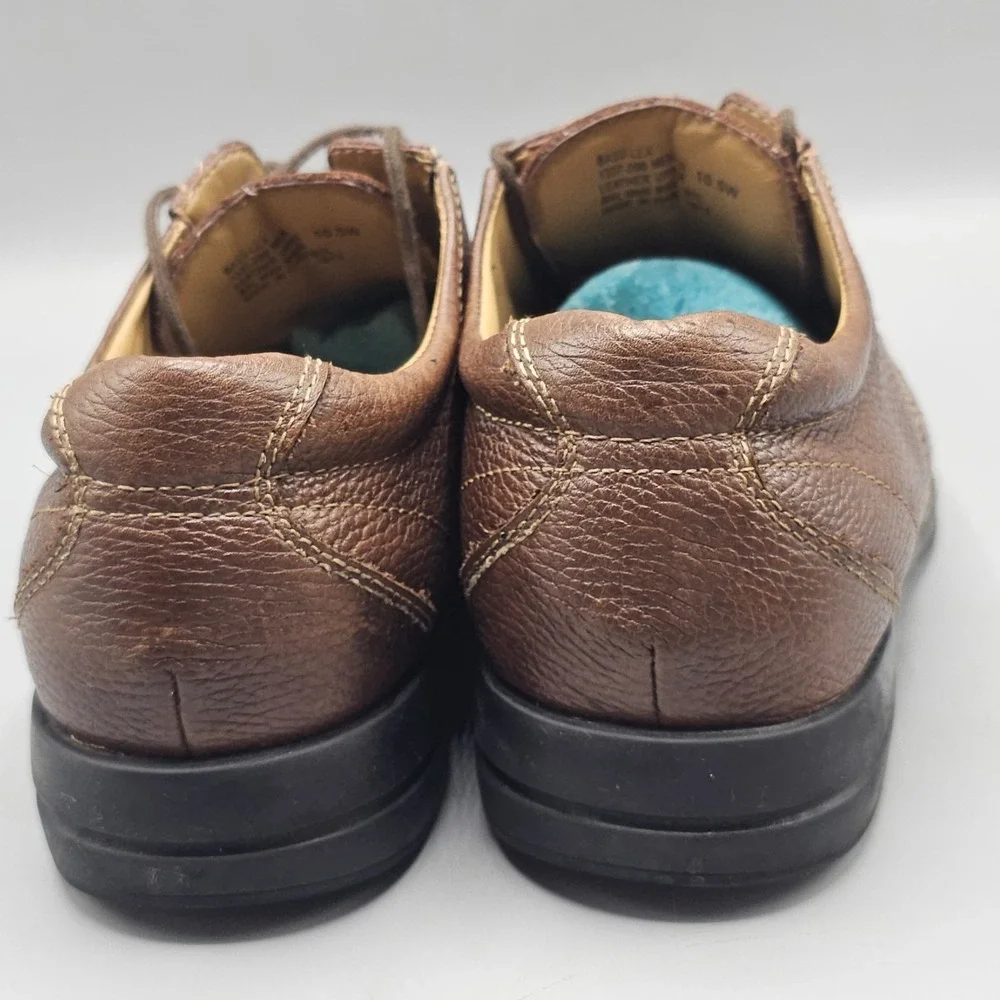 GH Bass & Co Pebbled Leather Oxford Brown Lace Up Shoes Mens 10.5 W Base-lex